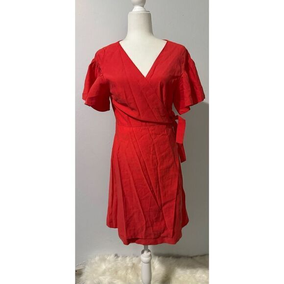 Club Monaco Orange wrap dress 8 - Picture 1 of 8